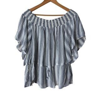 NWT Abercrombie & Fitch Striped Off-Shoulder Tie Waist Women's Top, Medium